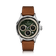 1564 Chronodate Automatic by AV86 vintage-inspired chronograph with sapphire crystal, green dial, and brown leather strap