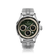 1564 Chronodate Automatic by AV86 vintage-inspired chronograph with sapphire crystal, garnished green dial, and steel bracelet strap