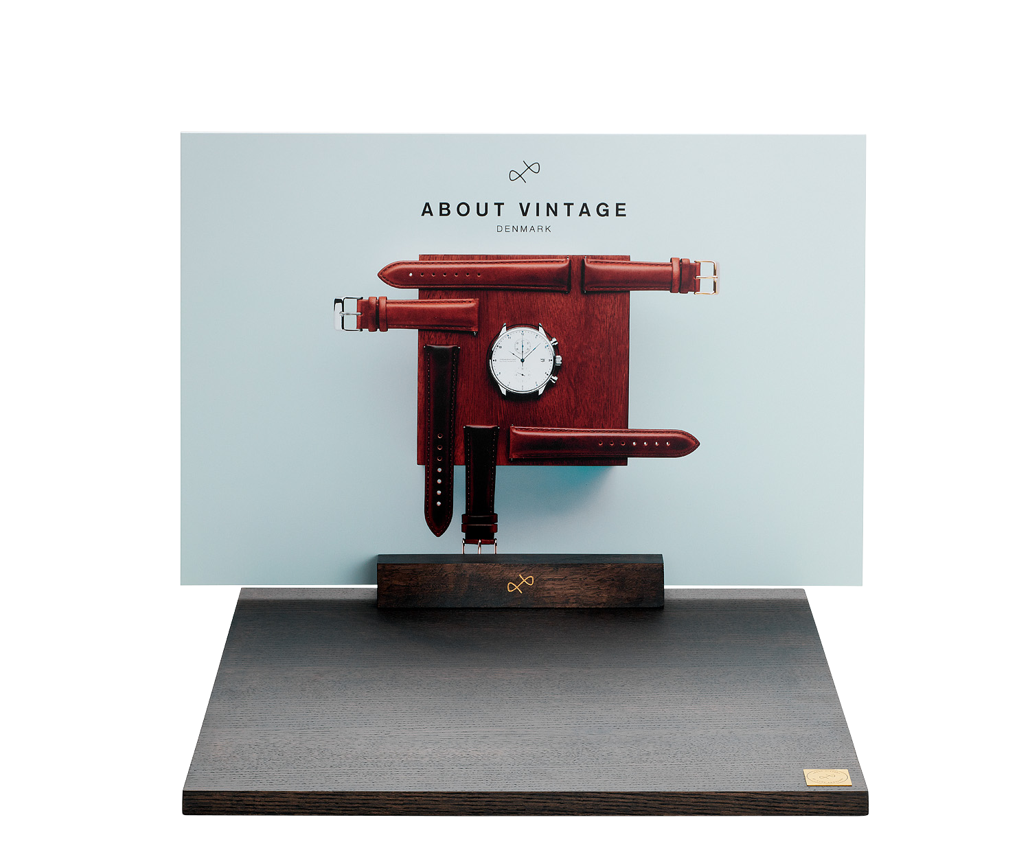 Boards by AV86 minimalist watch display stand with wooden base and leather strap holders for luxury timepieces
