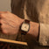 1954 Amalfi Mechanical, Steel / Off White wristwatch by AV86 with vintage-inspired design and brown leather strap on wrist