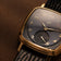 1954 Amalfi Mechanical by AV86 luxury dress watch with polished gold case, mechanical small seconds, textured leather strap