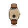 1954 Amalfi Mechanical by AV86 vintage-inspired dress watch with gold case, curved sapphire crystal, and tan leather strap
