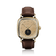 1954 Amalfi Mechanical by AV86 features a vintage-inspired automatic watch with a gold-tone square case, textured dial, and leather strap.