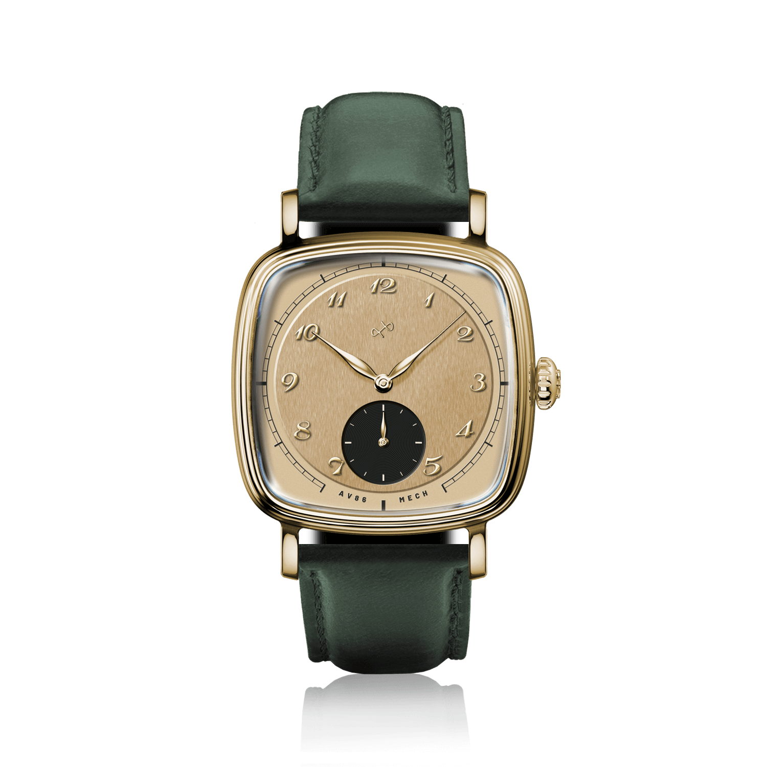 1954 Amalfi Mechanical by AV86 features a vintage-inspired mechanical dress watch with sapphire crystal and leather strap