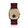 1954 Amalfi Mechanical by AV86, vintage-inspired mechanical watch with gold case, textured dial, and burgundy woven strap.
