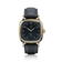 1954 Amalfi Mechanical by AV86 luxury dress watch with polished gold case, mechanical small seconds, sapphire crystal, and black leather strap