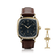 1954 Amalfi Mechanical, Gold / Midnight Blue by AV86 luxury dress watch with square gold case, mechanical small seconds, sapphire crystal, and brown leather strap