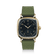 1954 Amalfi Mechanical by AV86 luxury dress watch with gold case, mechanical small seconds, sapphire crystal, and textured green rubber strap