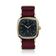 1954 Amalfi Mechanical by AV86 luxury dress watch with gold case, mechanical small seconds, sapphire crystal, and textured burgundy textile strap