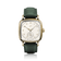 1954 Amalfi Mechanical by AV86 dress watch with polished gold cushion case, off-white dial, small seconds, sapphire crystal, leather strap