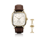 1954 Amalfi Mechanical by AV86 luxury dress watch with polished cushion case, off-white dial, small seconds, sapphire crystal, brown leather strap, deployant clasp