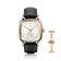 1954 Amalfi Mechanical by AV86 luxury dress watch with polished cushion case, off-white dial, small seconds, leather strap, deployant clasp
