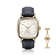 1954 Amalfi Mechanical by AV86 dress watch with polished gold cushion case, vintage dial, small seconds, leather strap, deployant clasp
