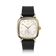 1954 Amalfi Mechanical by AV86 luxury dress watch with polished gold cushion case, off-white dial, small seconds, textured black rubber strap