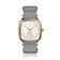 1954 Amalfi Mechanical, Gold / Off White by AV86, luxury dress watch with polished cushion case, vintage dial, small seconds, woven fabric strap