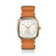 1954 Amalfi Mechanical, Gold / Off White by AV86 luxury dress watch with polished cushion case, vintage dial, small seconds, woven textile strap