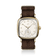 1954 Amalfi Mechanical by AV86 luxury dress watch with polished gold cushion case, vintage dial, small seconds, textured fabric strap