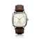 1954 Amalfi Mechanical, Steel / Off White by AV86, vintage-inspired watch with off-white dial and dark brown leather strap.