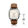 1954 Amalfi Mechanical, Steel / Off White by AV86, vintage-inspired watch with off-white dial and brown leather strap.
