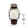 1954 Amalfi Mechanical, Steel / Off White by AV86 vintage-inspired watch with steel case and brown leather strap luxury timepiece