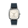1954 Amalfi Mechanical, Steel / Off White watch by AV86 with vintage-inspired dial and textured blue silicone strap.