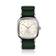1954 Amalfi Mechanical, Steel / Off White by AV86 with vintage-inspired dial and green woven NATO strap, handcrafted luxury timepiece.