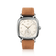 1954 Amalfi Mechanical, Steel / Off White by AV86, vintage-inspired watch with steel case and brown leather strap.