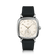 1954 Amalfi Mechanical, Steel / Off White by AV86, vintage-inspired watch with steel case, off white dial, and black leather strap.
