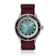 1956 Marine Automatic, Steel / Blue Fade with burgundy woven strap, vintage-inspired design, and AV86 Danish craftsmanship.