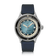 1956 Marine Automatic, Steel / Blue Fade wristwatch by AV86 featuring a blue fade dial, steel case, and navy leather strap