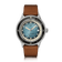 1956 Marine Automatic, Steel / Blue Fade vintage-inspired watch with brown leather strap by AV86 featuring a blue gradient dial and date display
