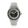 1956 Marine Automatic, Steel / Green luxury timepiece by AV86 featuring green dial, steel case, and beige leather strap with date window.