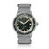 1956 Marine Automatic, Steel / Green by AV86 featuring a green dial, steel case, and woven gray strap in Danish design style.
