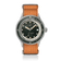 1956 Marine Automatic, Steel / Green by AV86, vintage-inspired watch with green dial, steel case, and woven orange strap.