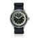 1956 Marine Automatic, Steel / Green by AV86 featuring a vintage-inspired green dial, stainless steel case, and dark woven strap.
