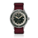 1956 Marine Automatic, Steel / Green vintage-inspired watch by AV86 with green dial and burgundy textile strap in Nordic minimalism style