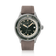 1956 Marine Automatic, Steel / Green with green bezel, black dial, beige markers, and brown leather strap by AV86 luxury watch brand.