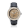 1956 Marine Automatic, Steel / Sand watch with sand-colored dial and black leather strap by AV86, vintage-inspired timepiece