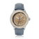1956 Marine Automatic, Steel / Sand with beige dial and blue leather strap by AV86 showcasing vintage-inspired luxury timepiece design