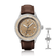 1956 Marine Automatic, Steel / Sand with a sand-colored dial, steel case, and brown leather strap by AV86.