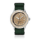 1956 Marine Automatic, Steel / Sand with beige dial, stainless steel case, and green woven strap by AV86 in vintage-inspired design.