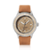 1956 Marine Automatic, Steel / Sand showcasing a vintage-inspired design with a sand dial and tan leather strap by AV86 luxury timepiece