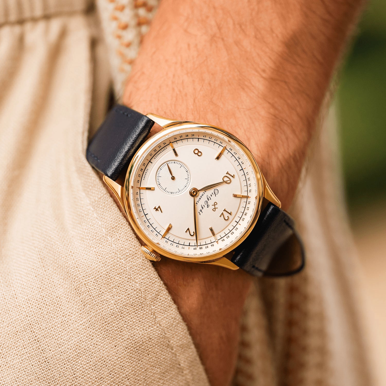 1968 Mechanical by AV86 vintage-inspired automatic dress watch with sapphire crystal and black leather strap