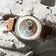 1968 Moonphase by AV86 luxury moonphase watch with sapphire crystal, textured dial, and brown leather strap in Scandinavian style