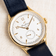 1968 Mechanical by AV86 vintage-inspired automatic with sapphire crystal, gold case, white dial, and black leather strap