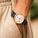 1968 Mechanical, Gold / White by AV86 vintage-inspired automatic with sapphire crystal, detailed dial, and black leather strap on wrist