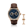 1968 Moonphase Moonphase watch by AV86 with sapphire crystal, moonphase dial, blue textured face, and brown leather strap
