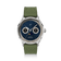 1968 Moonphase by AV86 vintage-inspired moonphase watch with sapphire crystal, textured blue dial, and green rubber strap