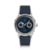 1968 Moonphase by AV86 luxury Moonphase watch with sapphire crystal, textured blue dial, date and day subdials, and leather strap