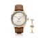 1968 Sixtyeight by AV86 vintage-inspired dress watch with delicate dial, sapphire crystal, gold case, and brown leather strap